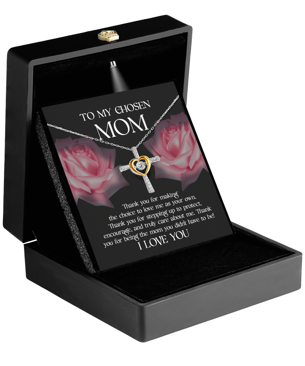 Chosen Mom, Cherished Heart - Love Cross Necklace - Real Rad Boutique