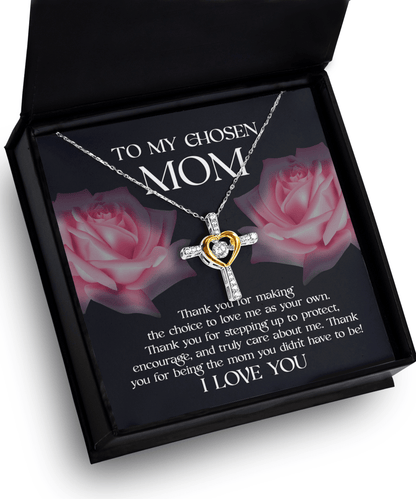 Chosen Mom, Cherished Heart - Love Cross Necklace - Real Rad Boutique