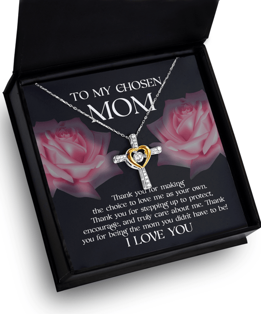 Chosen Mom, Cherished Heart - Love Cross Necklace - Real Rad Boutique