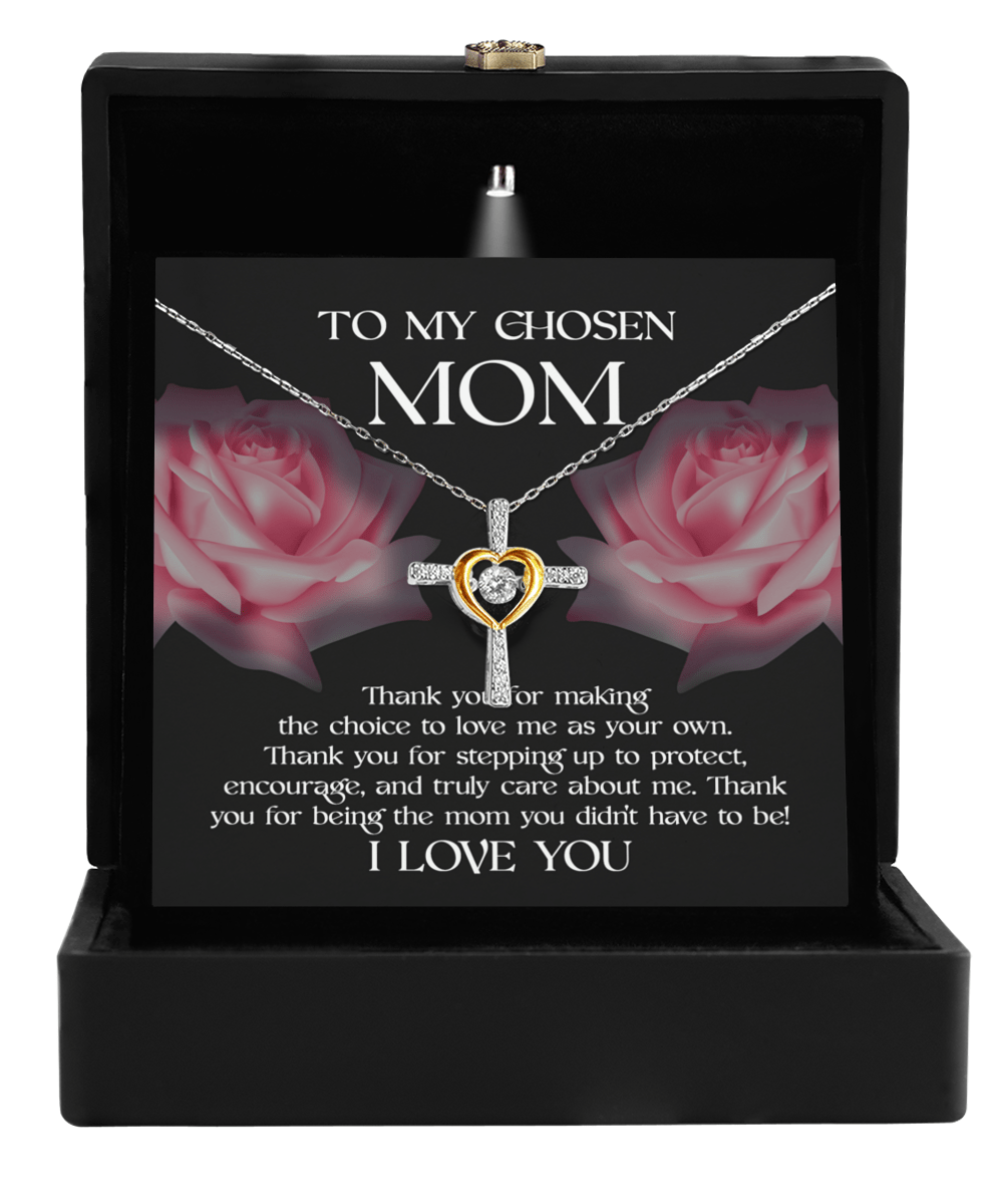 Chosen Mom, Cherished Heart - Love Cross Necklace - Real Rad Boutique