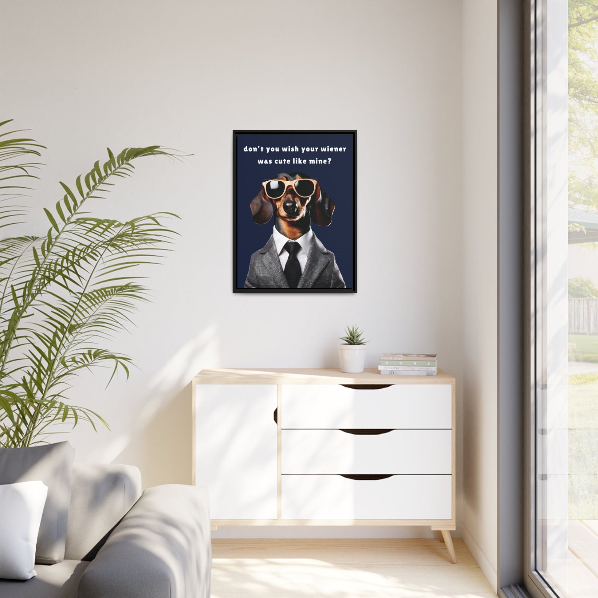 Cute Wiener - Matte Canvas, Black Frame - Real Rad Boutique