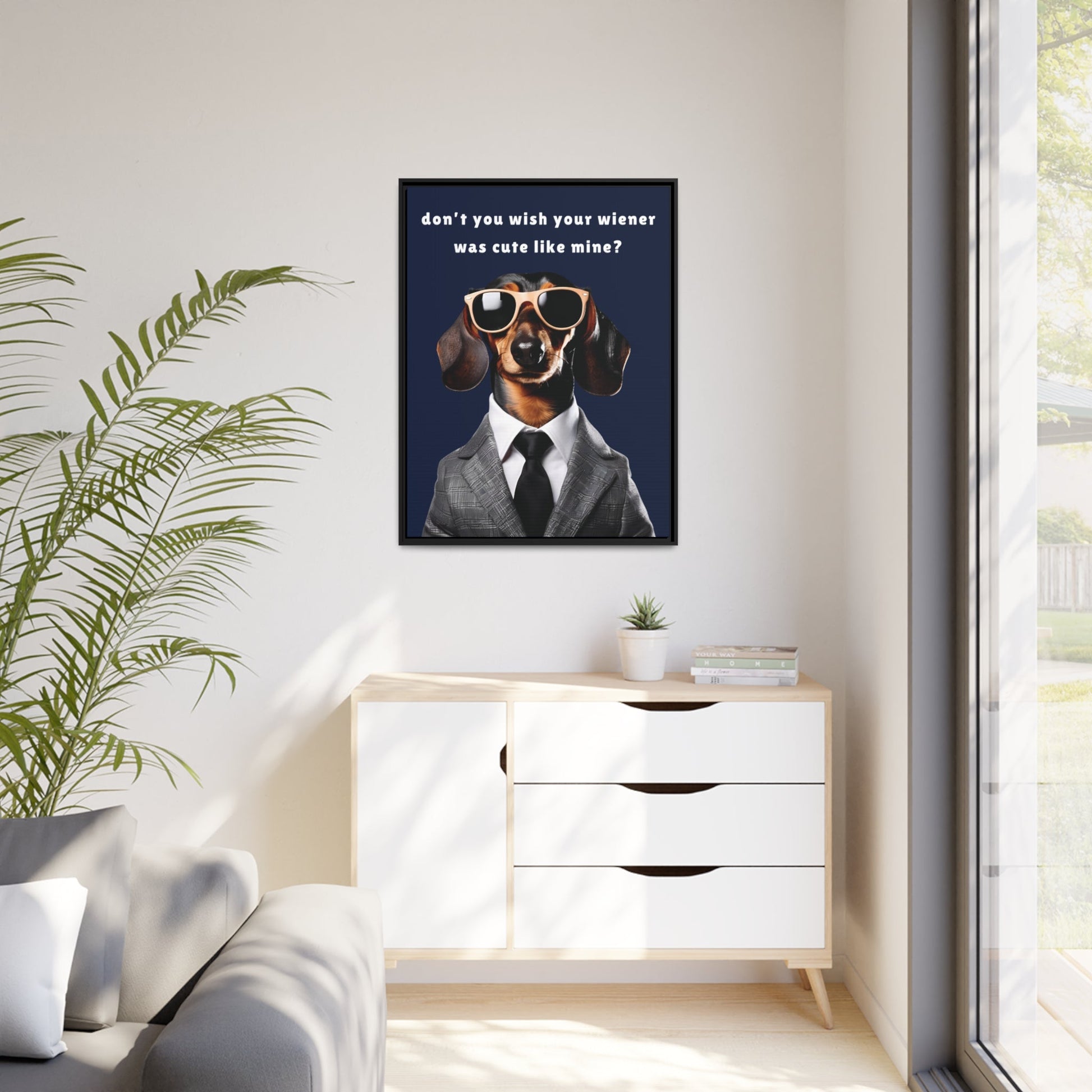 Cute Wiener - Matte Canvas, Black Frame - Real Rad Boutique