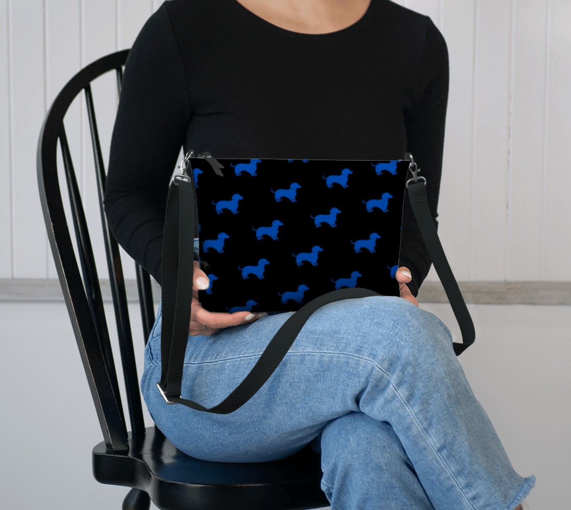 Dachshund Blues - Dachshund Vegan Leather Crossbody Purse - Real Rad Boutique