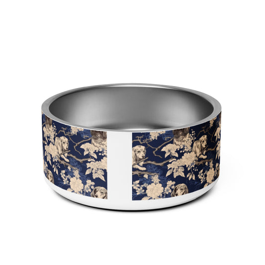 Dachshund Floral Blue - Pet Bowl - Real Rad Boutique