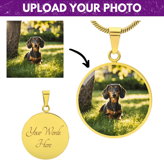 Dachshund Forever - Custom Photo & Engraved Circle Necklace - Real Rad Boutique