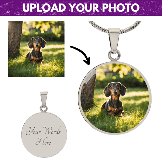 Dachshund Forever - Custom Photo & Engraved Circle Necklace - Real Rad Boutique