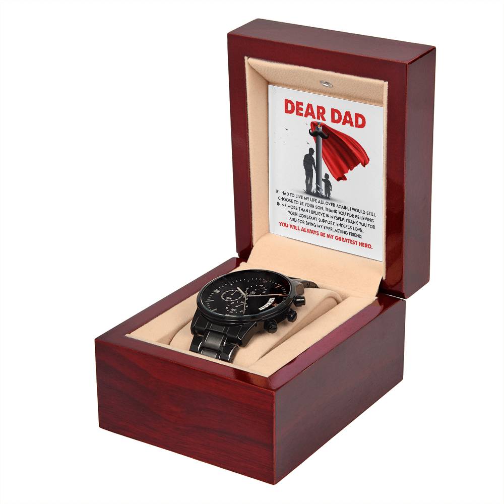 Dad My Hero - Black Chronograph Watch - Real Rad Boutique