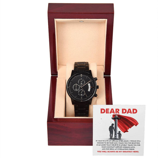 Dad My Hero - Black Chronograph Watch - Real Rad Boutique