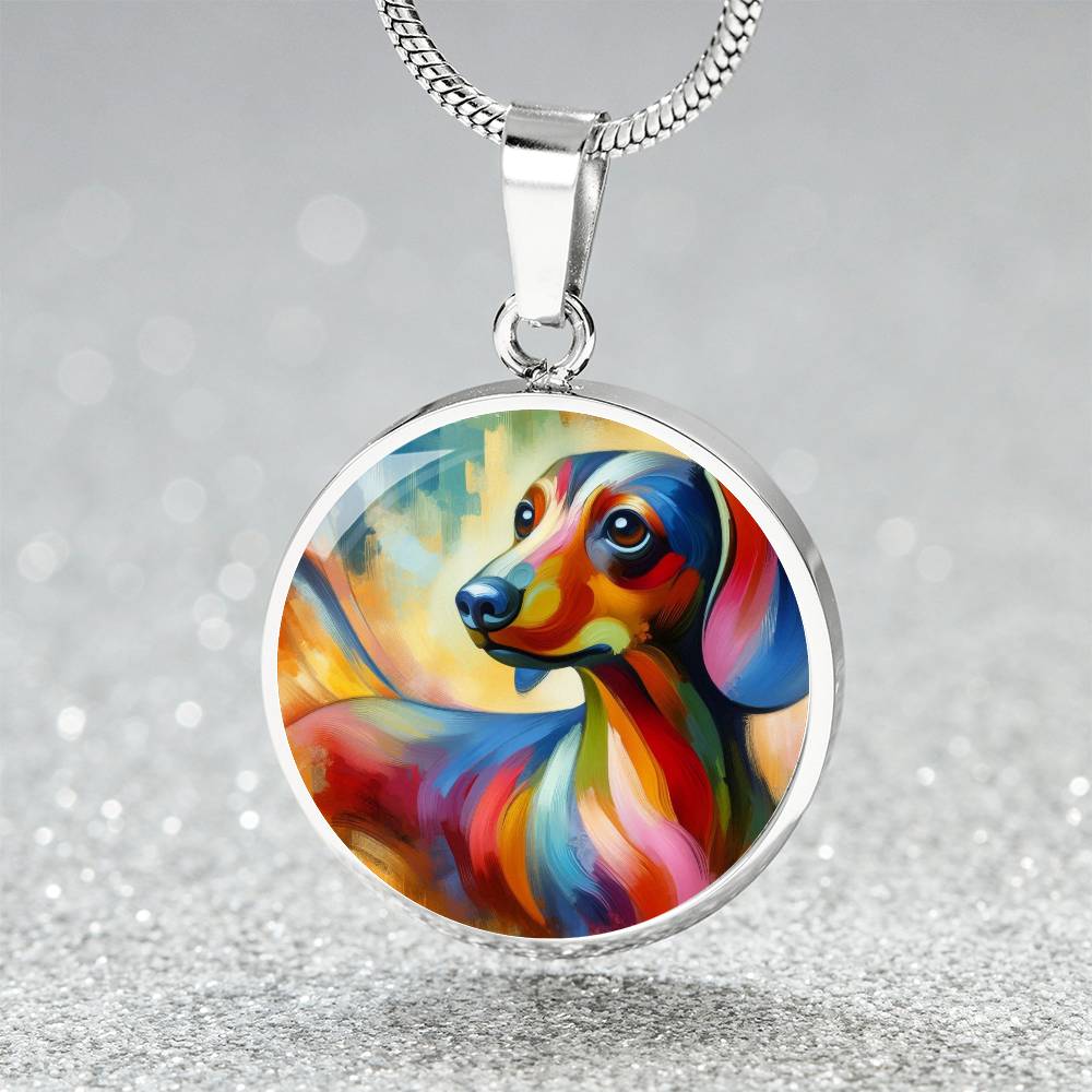 Doxie Rainbow Wishes - Circle Pendant - Real Rad Boutique