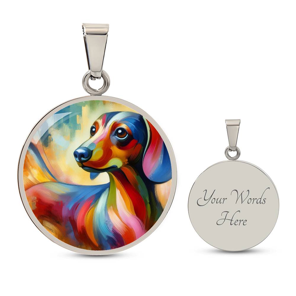 Doxie Rainbow Wishes - Circle Pendant - Real Rad Boutique