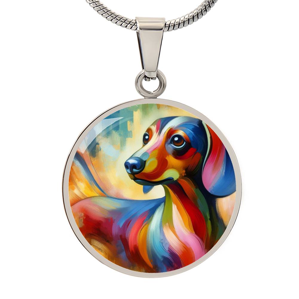 Doxie Rainbow Wishes - Circle Pendant - Real Rad Boutique