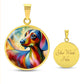 Doxie Rainbow Wishes - Circle Pendant - Real Rad Boutique