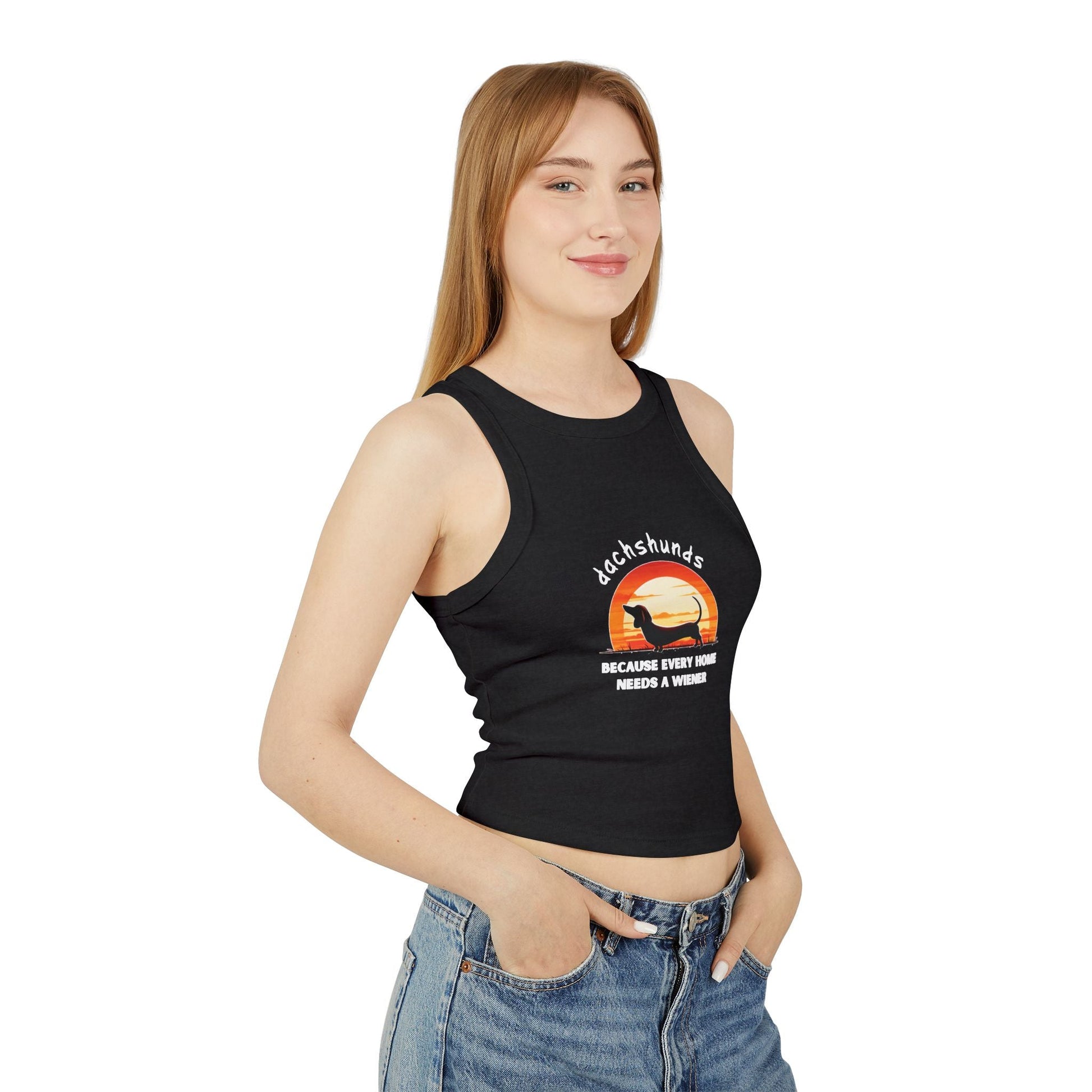 Every Home Needs A Wiener - Women's Micro Rib Racer Tank Top - Real Rad Boutique