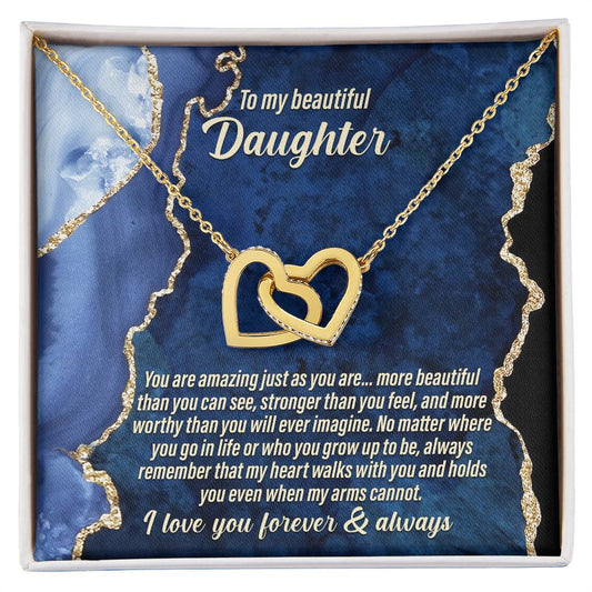 Forever & Always for my Daughter - Interlocking Hearts Necklace - Real Rad Boutique