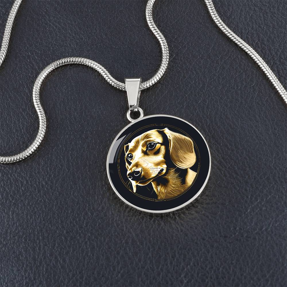 Golden Dachshund Wonder - Circle Pendant - Real Rad Boutique