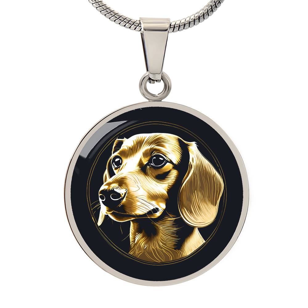 Golden Dachshund Wonder - Circle Pendant - Real Rad Boutique