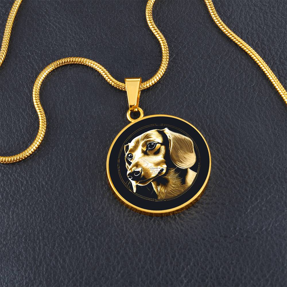 Golden Dachshund Wonder - Circle Pendant - Real Rad Boutique