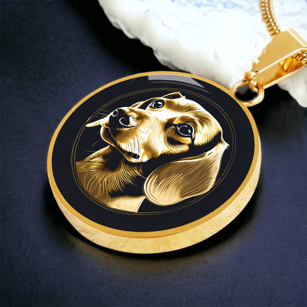 Golden Dachshund Wonder - Circle Pendant - Real Rad Boutique