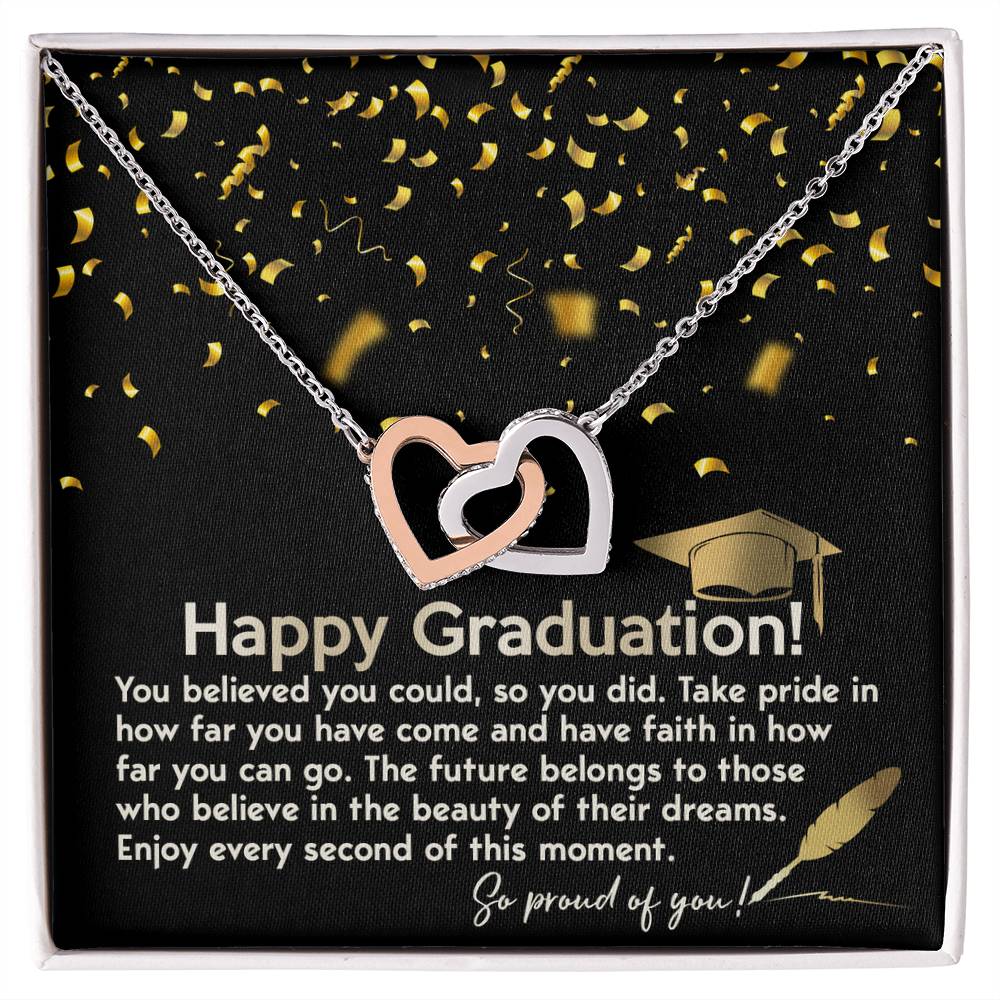 Graduation Believe and Achieve - Interlocking Hearts Necklace - Real Rad Boutique