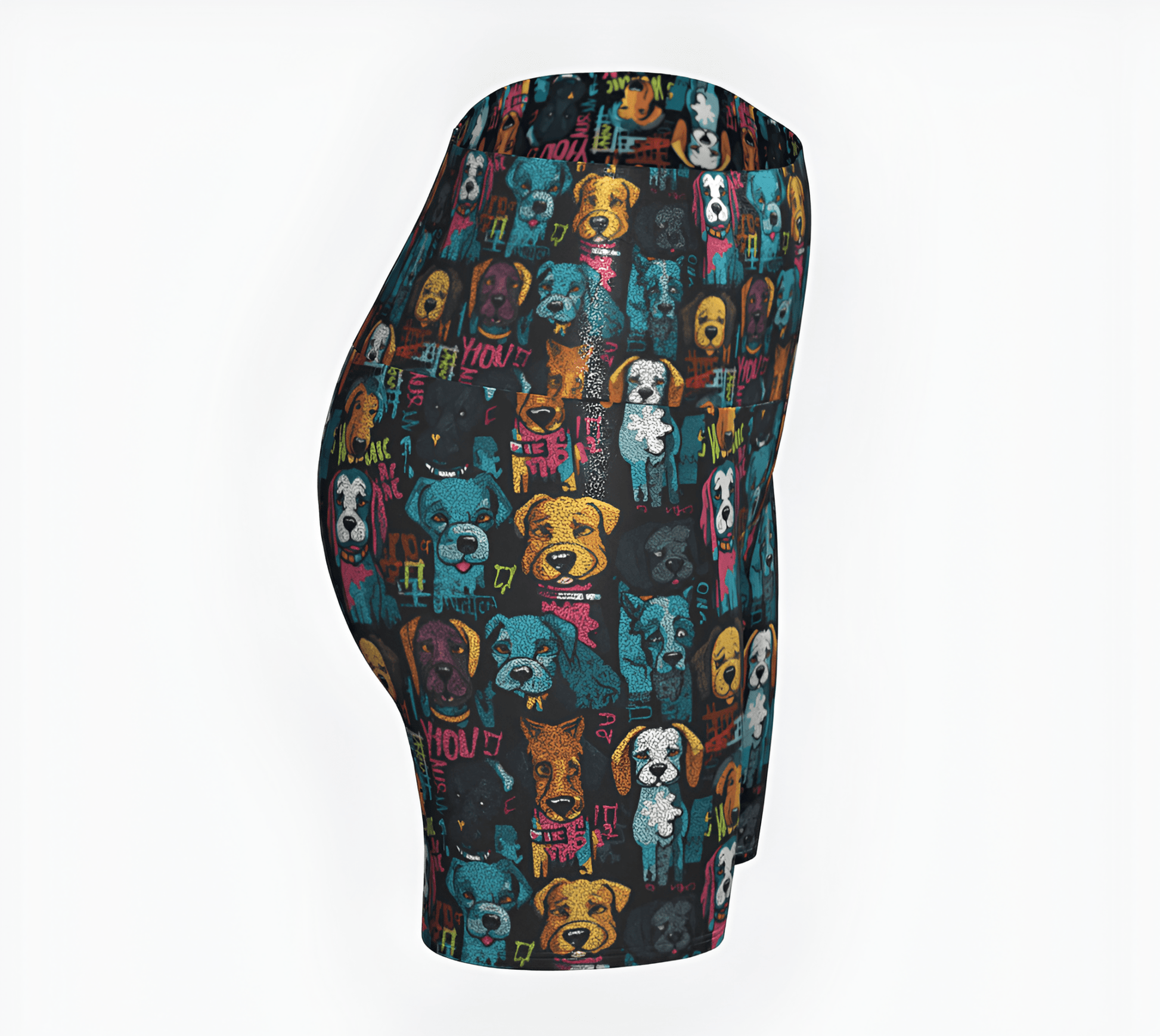 Graffiti Pups - Glitter Yoga Shorts - Real Rad Boutique