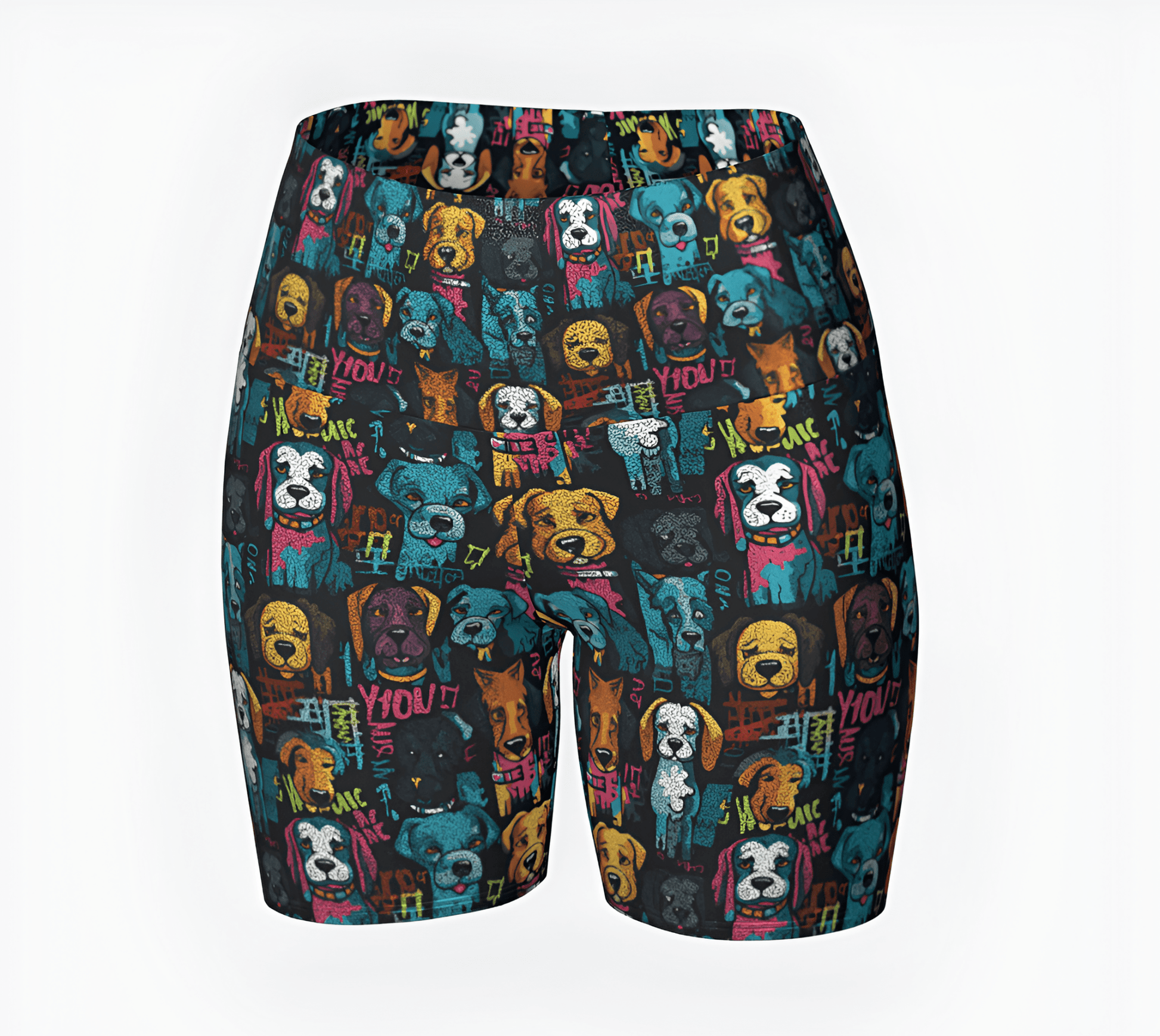 Graffiti Pups - Glitter Yoga Shorts - Real Rad Boutique