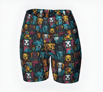 Graffiti Pups - Glitter Yoga Shorts - Real Rad Boutique