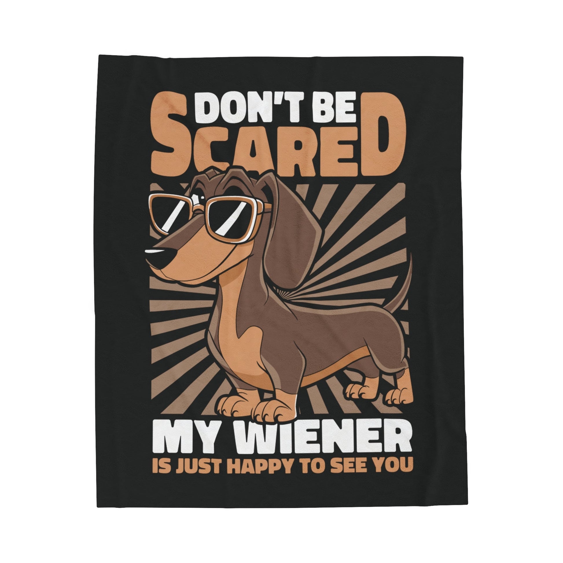 Happy Wiener - Velveteen Plush Blanket - Real Rad Boutique