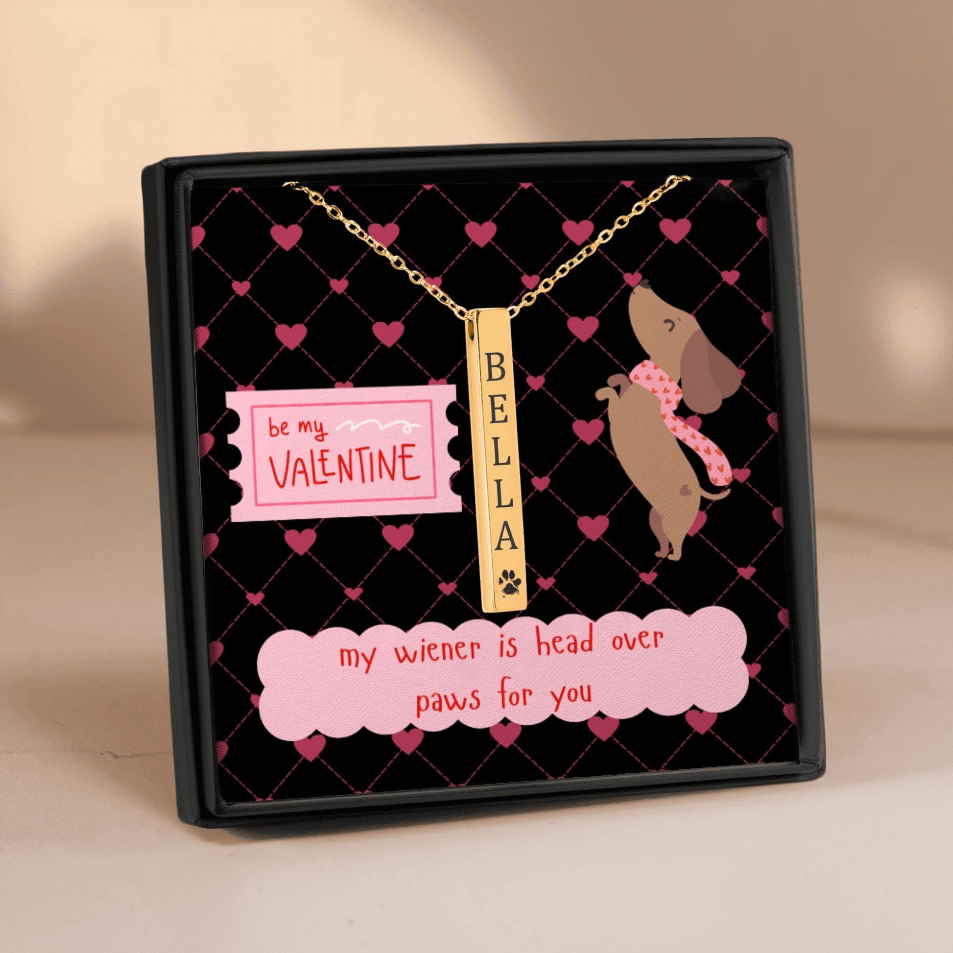 Head Over Paws For You - Funny Dachshund Valentine Necklace | Gift for Her - Real Rad Boutique