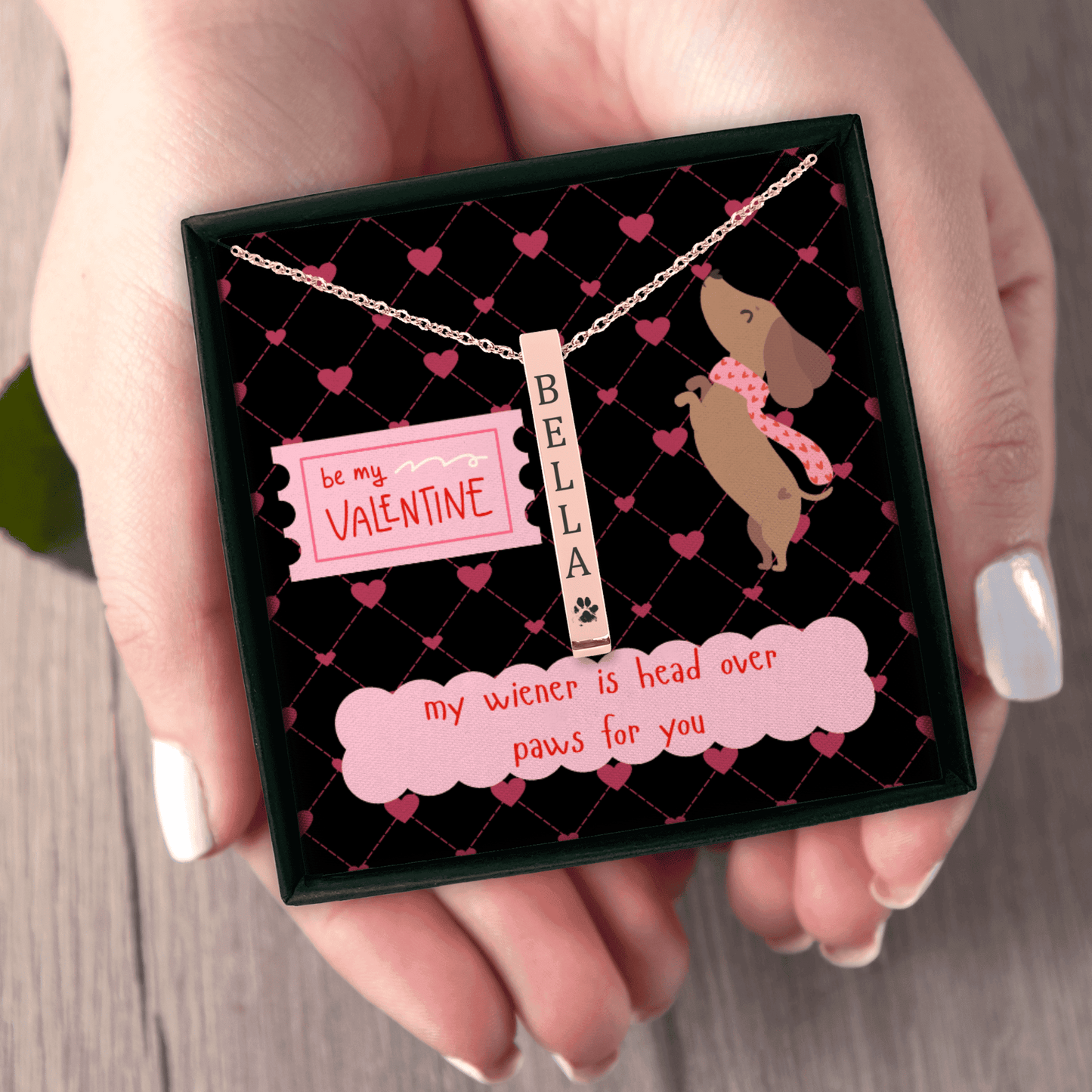 Head Over Paws For You - Funny Dachshund Valentine Necklace | Gift for Her - Real Rad Boutique