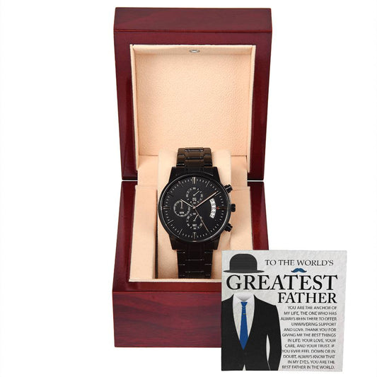 Heartfelt Keepsake - Black Chronograph Watch - Real Rad Boutique