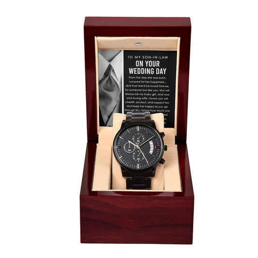 Heartwarming Message - Black Chronograph Watch - Real Rad Boutique