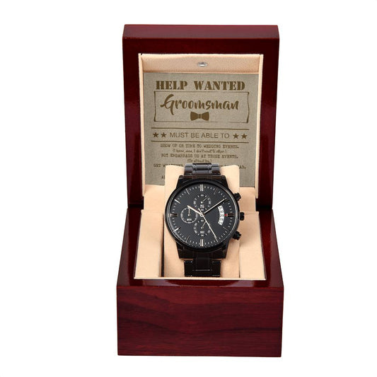 Help Wanted - Black Chronograph Watch - Real Rad Boutique