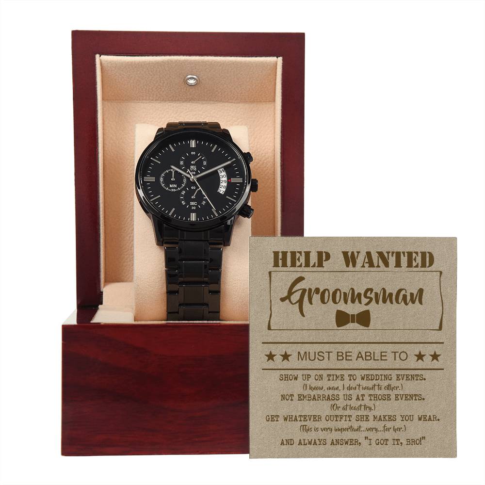 Help Wanted - Black Chronograph Watch - Real Rad Boutique