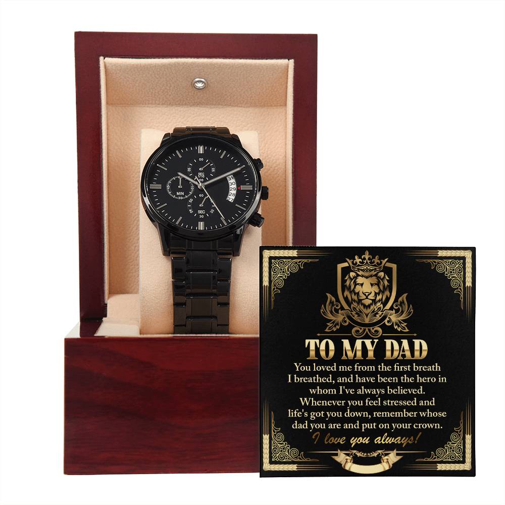 Hero Dad: Always and Forever - Black Chronograph Watch - Real Rad Boutique