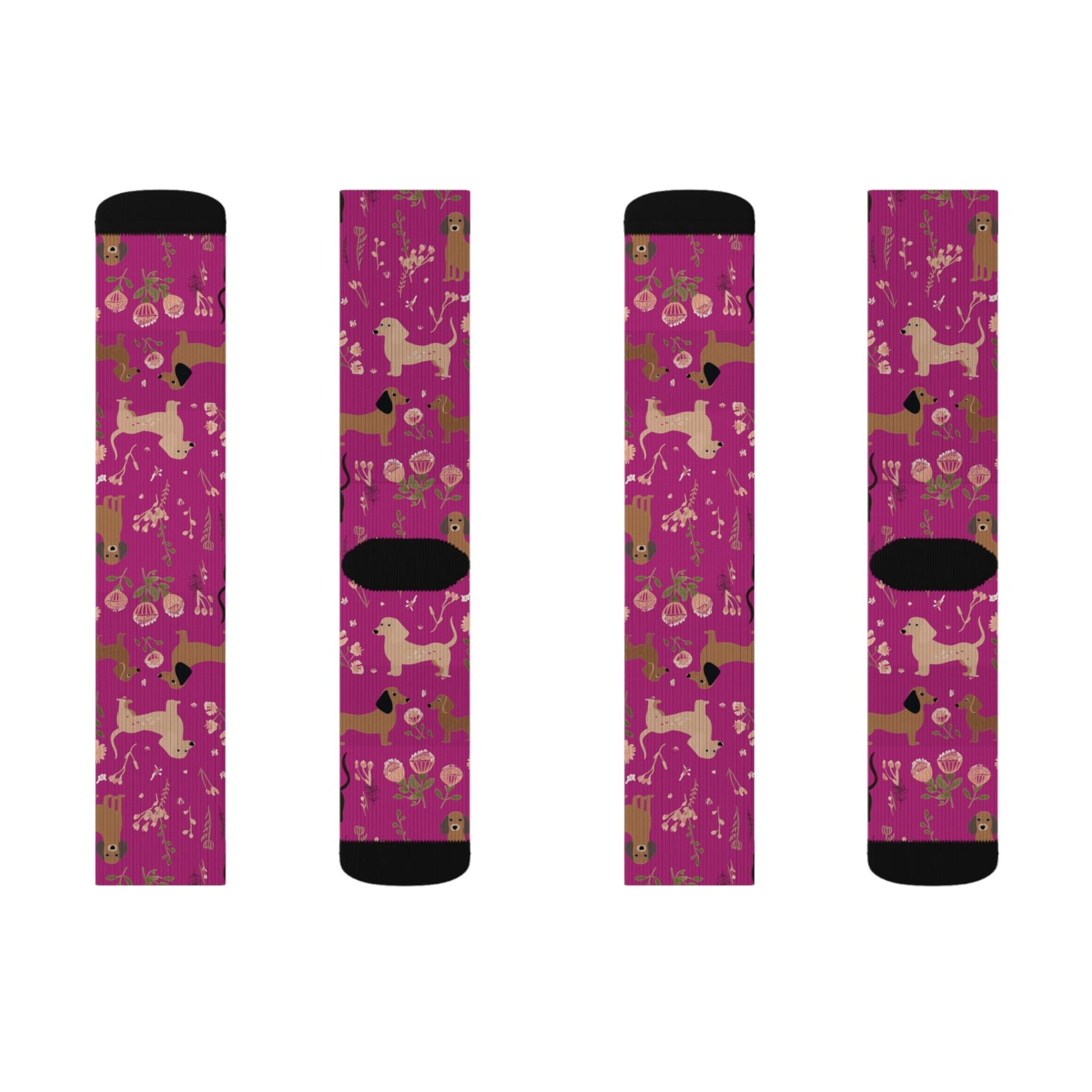 Hot Pink Blooms - Dachshund Socks - Real Rad Boutique