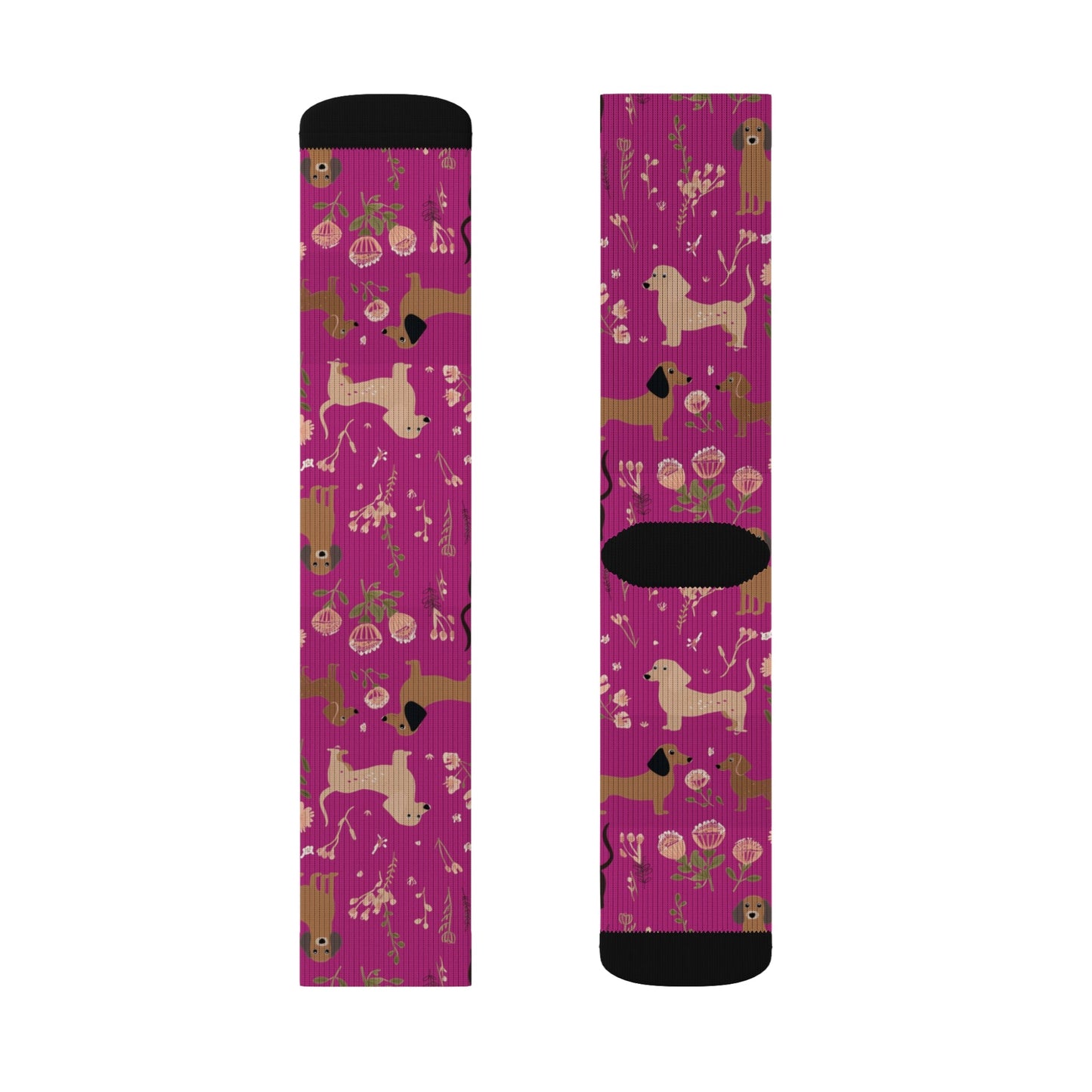 Hot Pink Blooms - Dachshund Socks - Real Rad Boutique