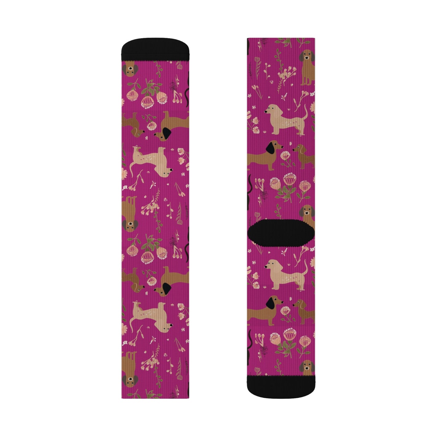 Hot Pink Blooms - Dachshund Socks - Real Rad Boutique