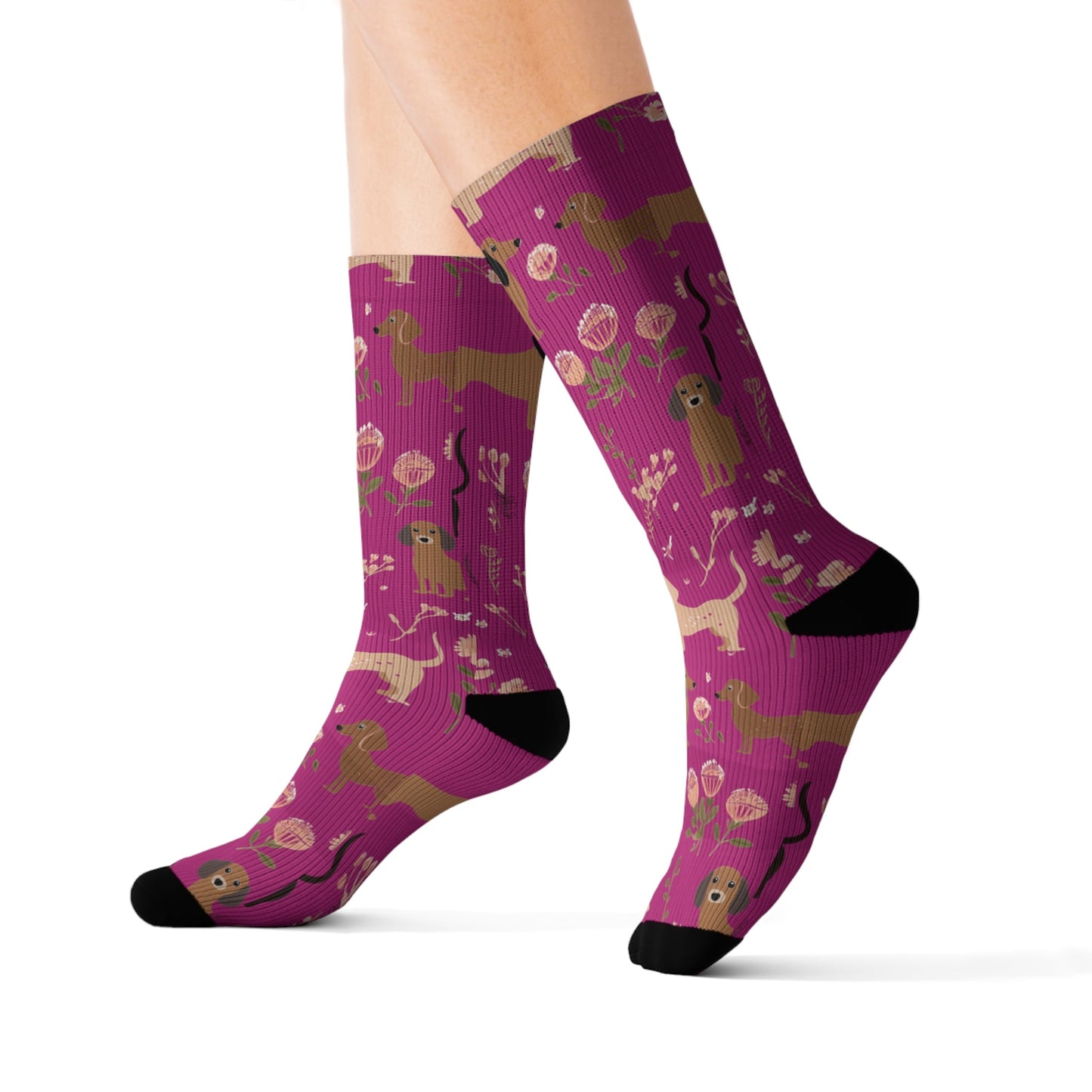 Hot Pink Blooms - Dachshund Socks - Real Rad Boutique