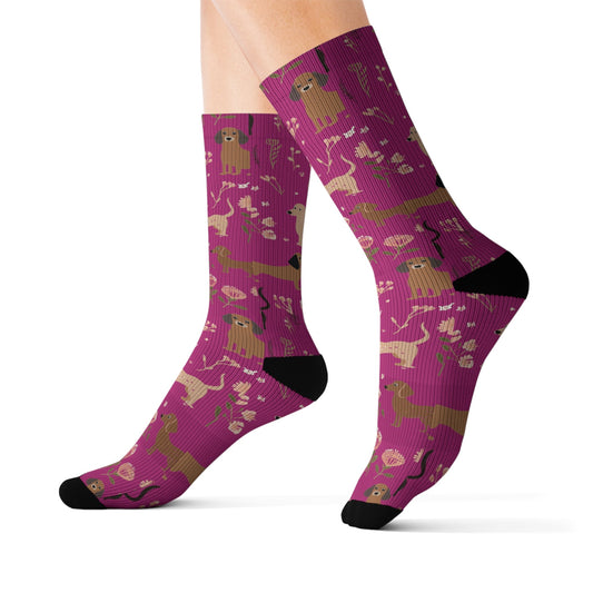 Hot Pink Blooms - Dachshund Socks - Real Rad Boutique