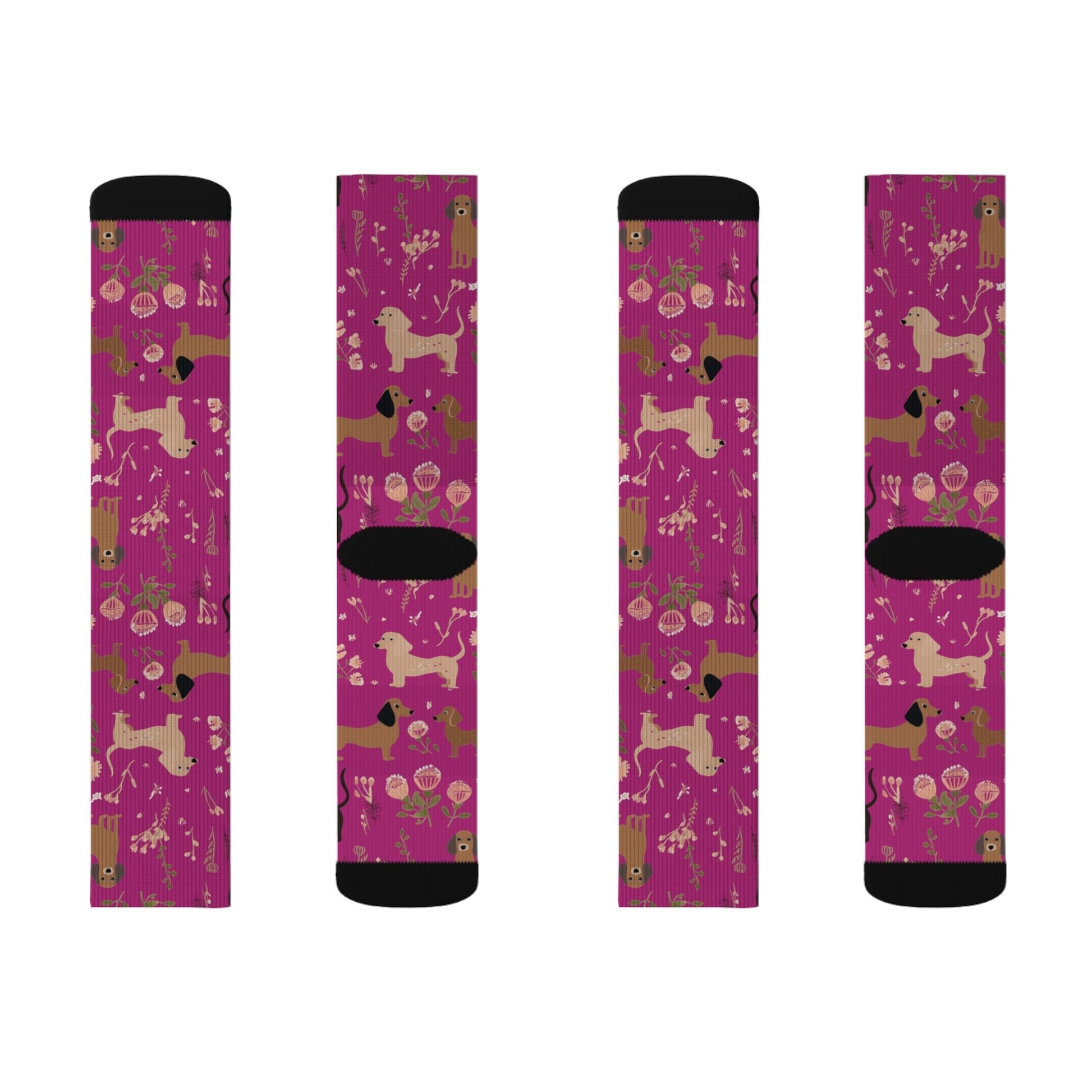 Hot Pink Blooms - Dachshund Socks - Real Rad Boutique