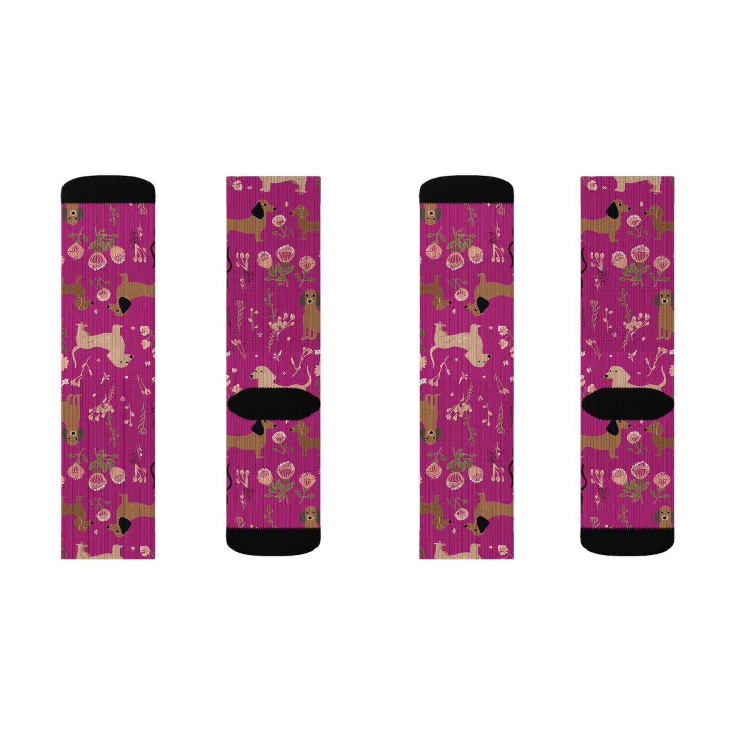 Hot Pink Blooms - Dachshund Socks - Real Rad Boutique