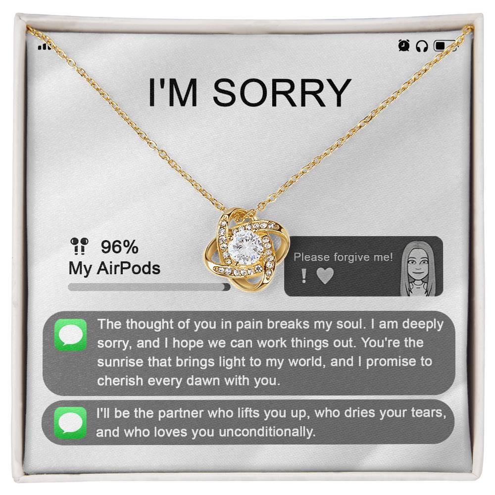 "I'm Sorry" Card - Love Knot Necklace - Real Rad Boutique