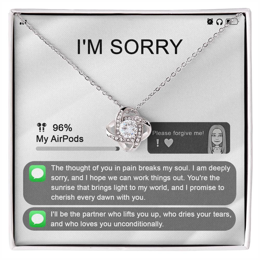 "I'm Sorry" Card - Love Knot Necklace - Real Rad Boutique