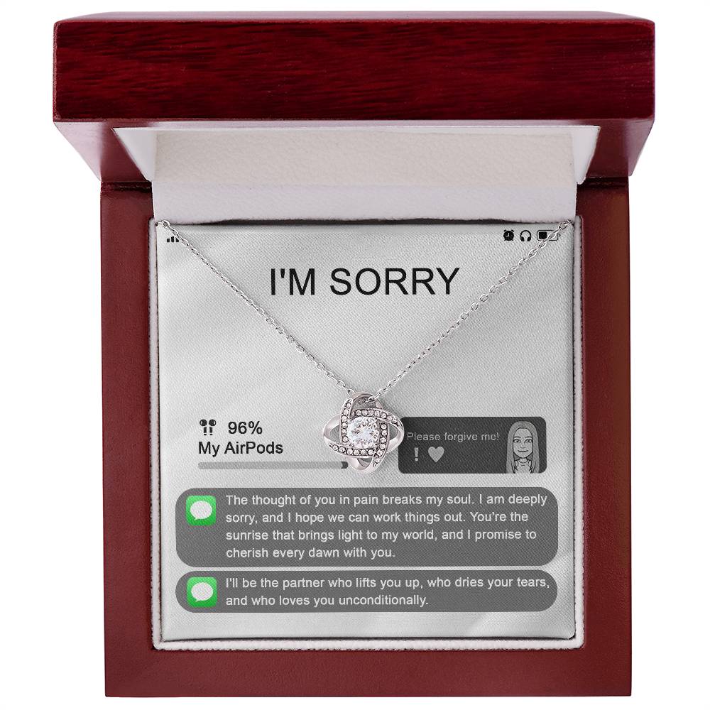 "I'm Sorry" Card - Love Knot Necklace - Real Rad Boutique