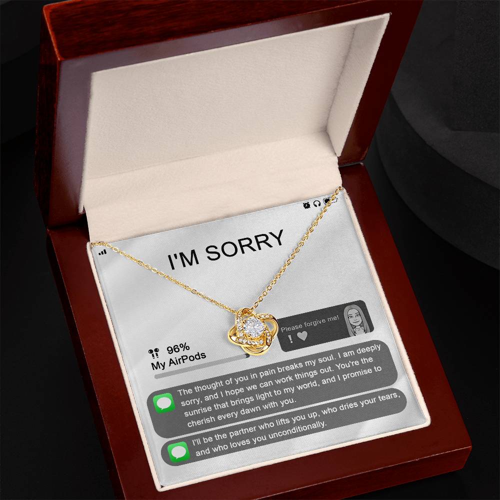 "I'm Sorry" Card - Love Knot Necklace - Real Rad Boutique