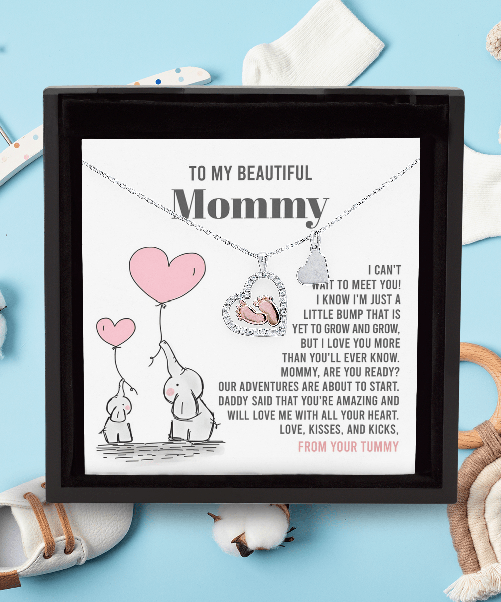 In Mommy's Heartbeat - Baby Feet Necklace - Real Rad Boutique