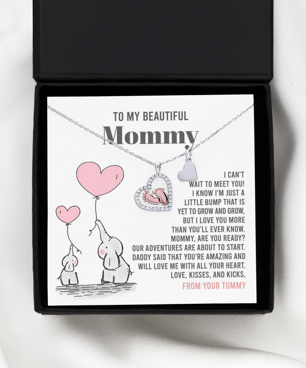 In Mommy's Heartbeat - Baby Feet Necklace - Real Rad Boutique