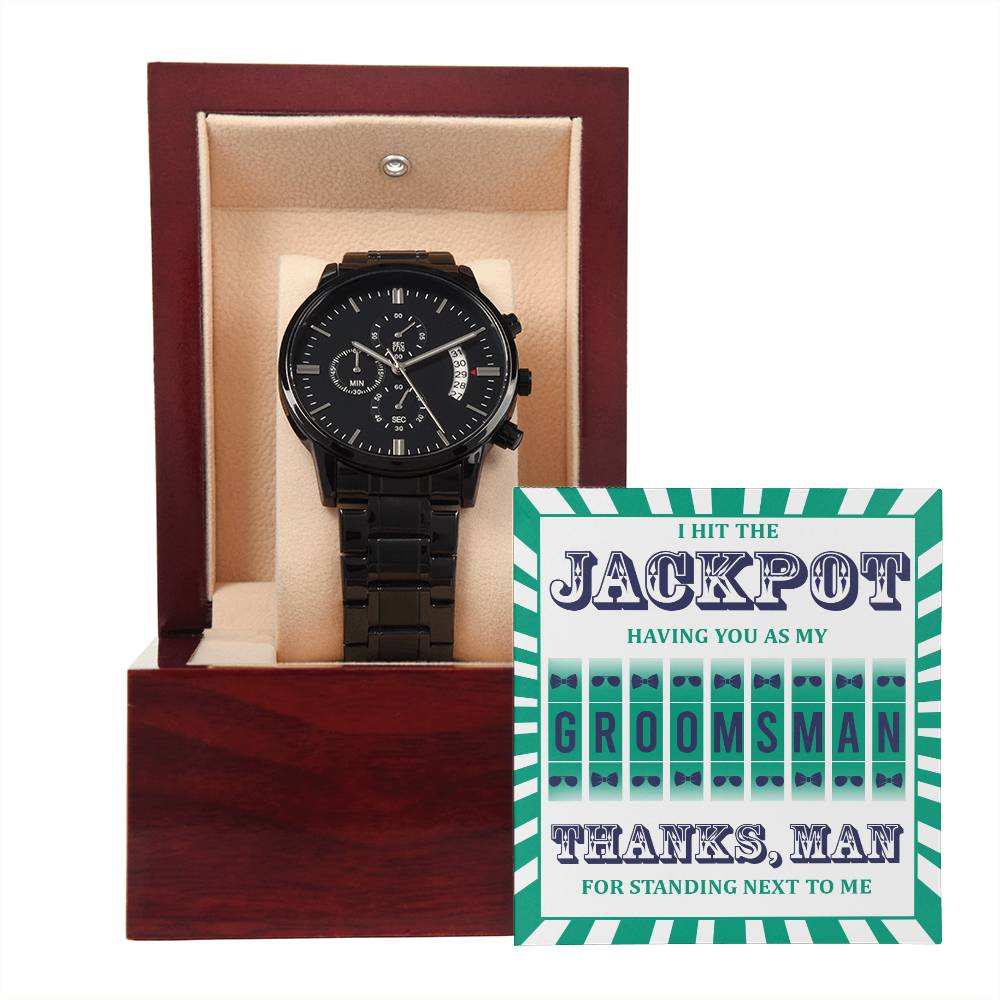 Jackpot Groomsman - Black Chronograph Watch - Real Rad Boutique