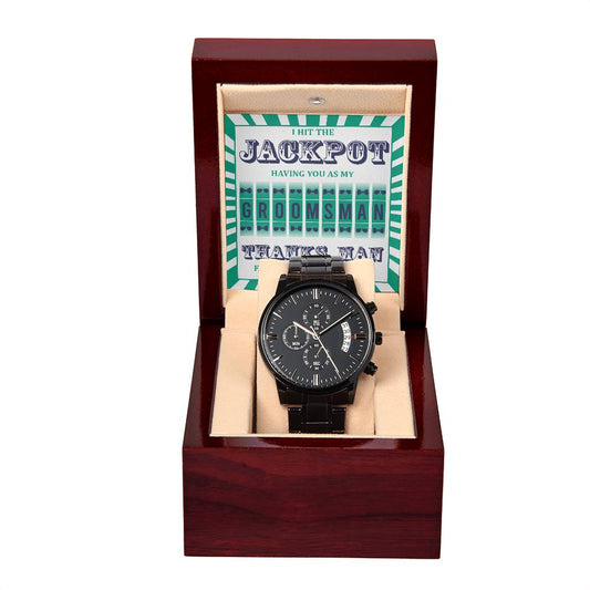 Jackpot Groomsman - Black Chronograph Watch - Real Rad Boutique