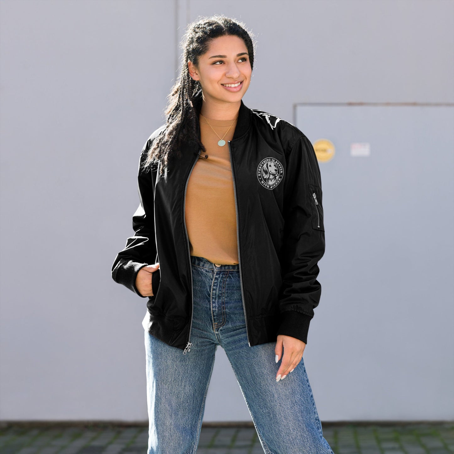 Life Is Better With A Wiener - Women's Recycled Bomber Jacket - Real Rad Boutique